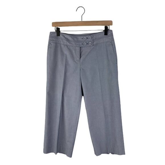 Ann Taylor Blue Woven Cotton Cropped Trouser Pant. Women's Size 6 - Picture 1 of 11